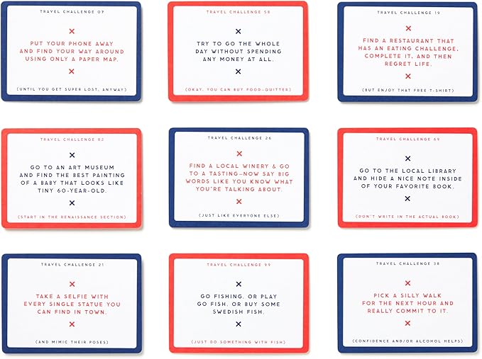 Brass Monkey - Challenge Accepted – Travel Tasks Deck of 100 Double Sided Unique Challenge Cards