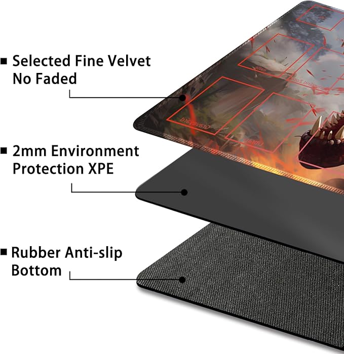 Playmat for MTG, with Free Storage Bags,Game Mat 24 x 14 inches, TCG and Board Game Mat for Cards,Mousepad Desk Mats (Dinosaur 1-Auxiliary Combat)
