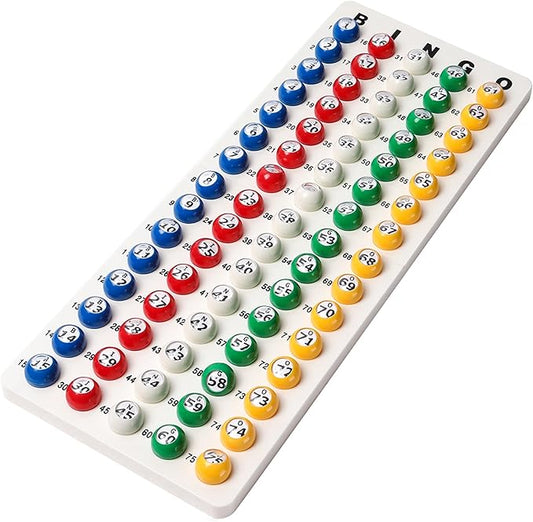 GSE Games & Sports Expert Bingo Master Board & 7/8" Multi-Color Balls, White Bingo Calling Board for Parties, Large Groups, Family Game Night