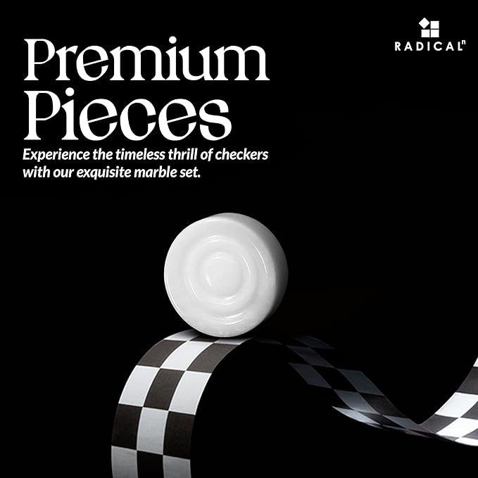 Radicaln Marble Checker Figures 1.25'' inches Black and White Handmade Checkers Pieces for Family Board Game Draughts Checker Sports & Outdoor Game