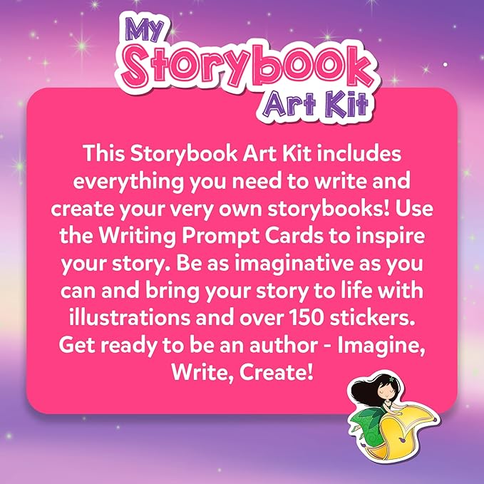 Skillmatics Storybook Art Kit - Unicorn & Princesses Art Kit for Kids, Write & Create Fairytale Stories, Creative Activity for Girls & Boys, DIY Kit, 300+ Stickers, Gifts for Ages 5, 6, 7, 8, 9, 10