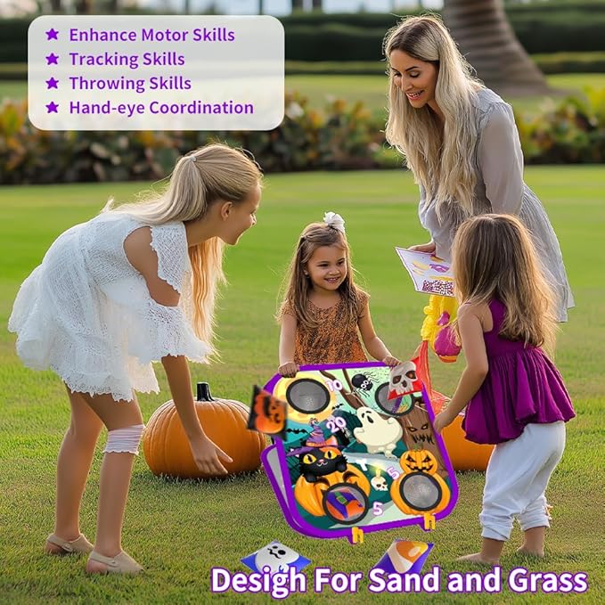 Bean Bag Toss Game - Double-Sided Foldable Cornhole Board Dart Game for Backyard, Beach, Toddler, Outdoor, Birthday, Outside Toys for Toddler Boys & Girls Age 3-8 (Halloween)