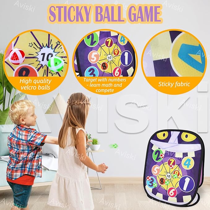 Halloween Party Games for Kids - Bean Bag Toss With Ghost Pumpkin Castle Pattern and Scores - Outdoor Indoor Activities for Family