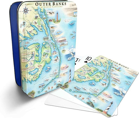 Outer Banks, North Carolina Map Standard 52-Deck Playing Cards - Official Vegas Poker Size