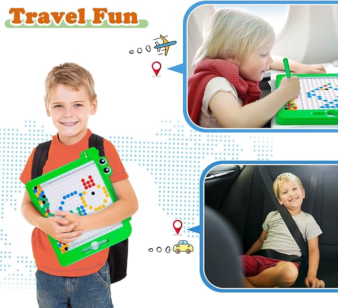 Magnetic Drawing Board Toys for 3-6 Year Old Boys/Doodle Board Educational Toddler Toys Age 2-4/Dinosaur Travel Toys for Kids 3-5/Magnetic Dot Art Birthday Gifts for Girls 4-8