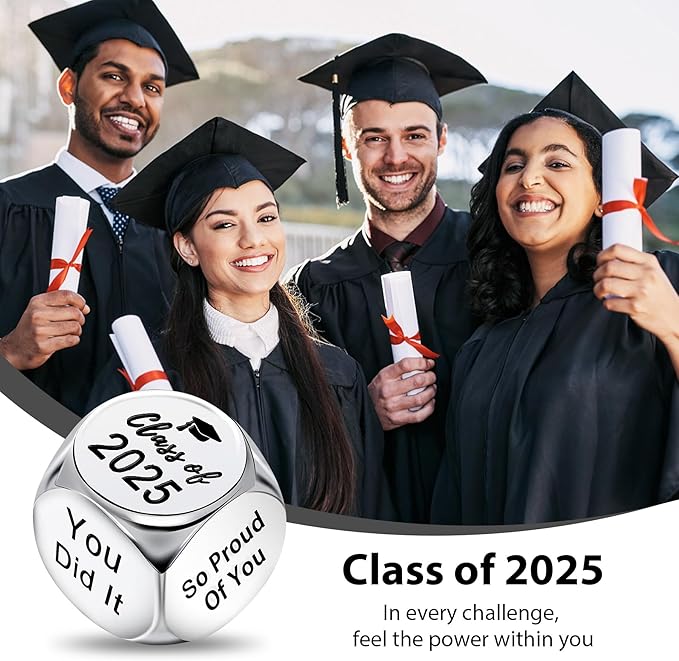 Graduation Gifts|6-Sided Metal Graduation Decider Dice|Graduation Gifts for Her|Class of 2025 Graduation Gifts|Grad Party Decorations for Her Him High School