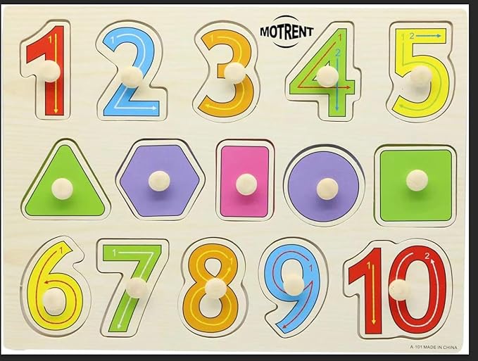 Wooden Jigsaw Peg Puzzle Board Toy Number Educational and Learning Puzzles Toy