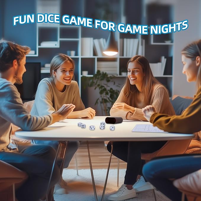 Classic Dice Game with 6 Dice, 1 Convenient Dice Cup, 125 Score Sheets and Instructions - Fun Family Game for Parties, Travel, Camp, and Game Nights - Ideal for 2-6 Players (Ages 3+)