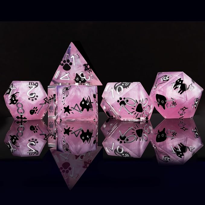 Haxtec DND Dice Set Sharp Edge Resin Dice with Case, Flower D and D Dice, Polyhedral Dice for Dungeons and Dragons TTRPGs DND Gift