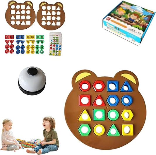 Shape Matching Game, Hailoyearn Shape Matching Game, Geometric Shape Quick Matching Board Game, Cute Bear Shaped Checkerboard Interactive Board Games for Two Players