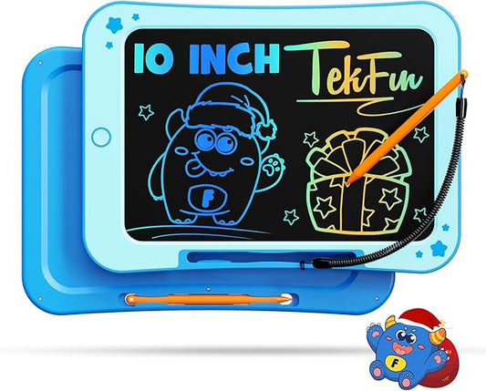 TEKFUN LCD Writing Tablet for Kids, 10 Inch Toddler Doodle Board, Drawing Pad for Teens, Mess Free Coloring Board, Preschool Learning Toys,Christmas Birthday Gifts for 3-12 Year Old Girls Boys (Blue)