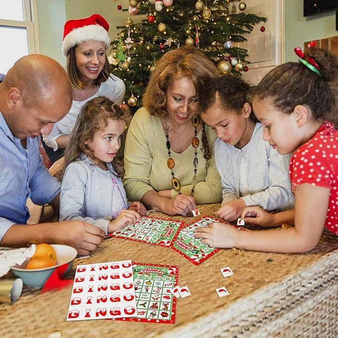 CCINEE Christmas Bingo Game for Kids,Xmas Bingo cards for Adults Large Group Activities Party Favor Supplies,32 Players