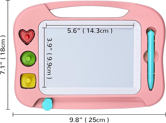 SGILE Magnetic Drawing Board for Kids, Colorful Erasable Doodle Board with Magnet Pen, Painting Sketch Pad with Three Stamps, Travel Toy, Birthday Gift, Educational Learning Toy for Toddlers, Pink