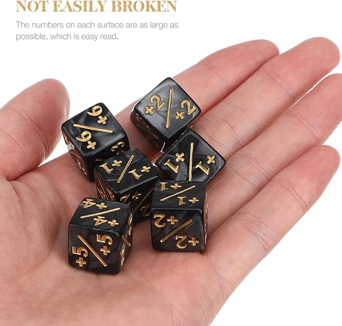 24Pcs 1/+1 Token Dice Counter, 0.63in D6 Plus and Minus Dice Set, Acrylic Board Game Accessory, Compatible with M-TG, CCG, Card Games, Black