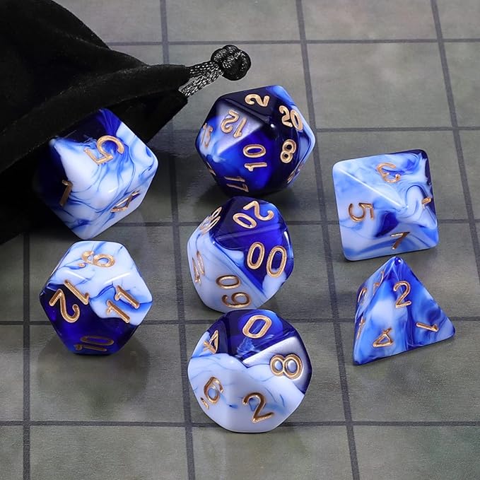 CiaraQ DND Polyhedral Dice Set with Dice Bag for Dungeons and Dragons RPG MTG Role Playing Table Games