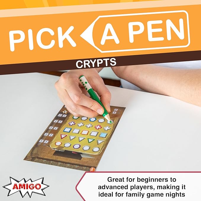 AMIGO Games Pick a Pen Crypts – Highly Innovative Roll & Write Dice Game – Score Points by Completing The Most Rows & Columns – Perfect for Family Game Night - Kids & Adults Ages 8+