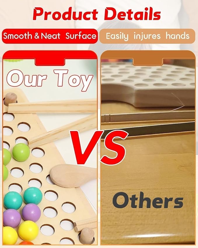 Toddler Montessori Rainbow Beads Learning Toys, Early Educational Preschool Toy-Wooden Peg Board Games and Puzzles for Kids,Stacking Counting Color Sorting Games, Great Gift for 3 4 5 Years Old