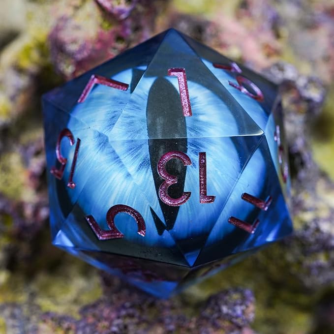 Dungeons and Dragons DND Dice D20, Moving Eyeball Liquid Core Dice Set D&D 33MM Oversized D20 Single Sharp Edge Resin dice with Gift Case, Polyhedral Dice for Role Playing Game