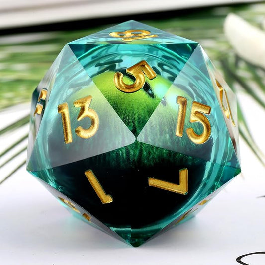 33mm D20 Dice,DNDND 33mm Liquid Dragon Eye 20 Sided Dice with Gorgeous Gift Box for Dungeons and Dragons (Green)