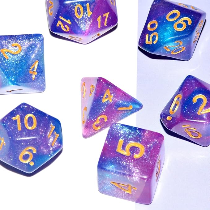 Galaxy Dice Set| Blue Mix Purple DND Dice Set for Board Game
