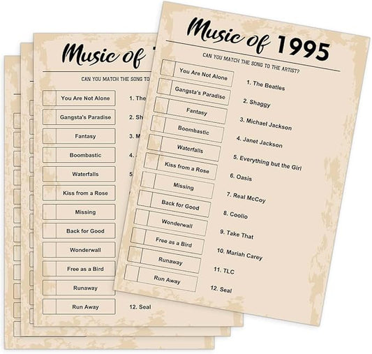 QUPT 30th Birthday Party Games, Music of 1994 Games, Birthday Party Supplies for Adults, Fun 1994s Party Game，Pack of 30 Cards