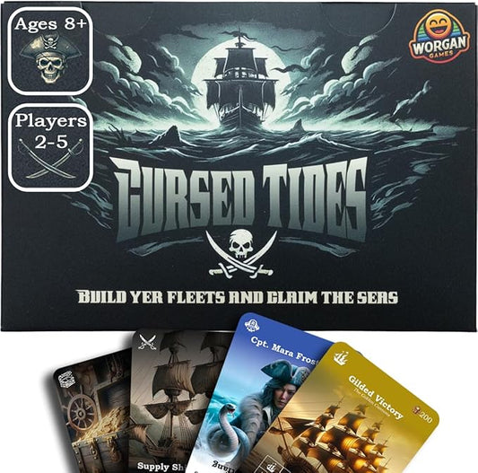 Cursed Tides - Strategy Card Game | Fun for Kids, Teens & Adults | 2-5 Players | Ages 8+ | Quick 15-Minute Gameplay