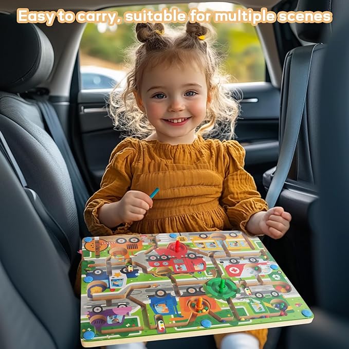 Magnetic Color Maze,Montessori Toys,Transportation Puzzle Toddler Toys for Ages 3-5,Sensory Toys Fine Motor Skills,Gifts for Kids