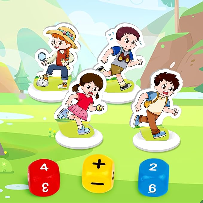 Aizweb Math Board Games for Kids,Addition & Subtraction Game,Educational Learning Board Games for 1st Grade for Boys and Girls Ages 5 6 7 8,Travel Indoor Outdoor Classroom Dice Family Games
