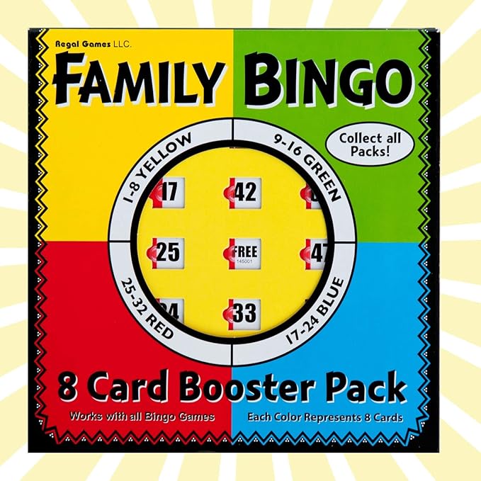 Regal Bingo Bulk Bingo Cards with Sliding Windows - Reusable Large Print Bingo Game Cards for Adults Large Group - 8 Pack, Yellow