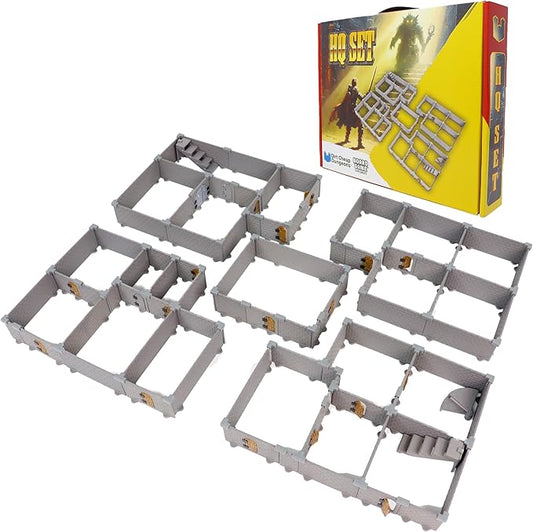 HQ Set - Board Game Supplement - Mini Dungeon Castle Cavern DND Terrain for Tabletop RPGs, Dungeons & Dragons, Pathfinder, Hero Quest and More! - by DCD (193+Pieces, 2.8sqft Full Game Board)