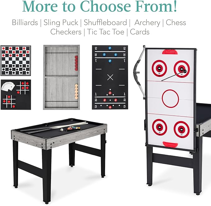 Best Choice Products 13-in-1 Combo Game Table Set for Home, Game Room, Friends & Family w/Ping Pong, Foosball, Basketball, Air Hockey, Archery, Chess, Checkers, Shuffleboard, Bowling