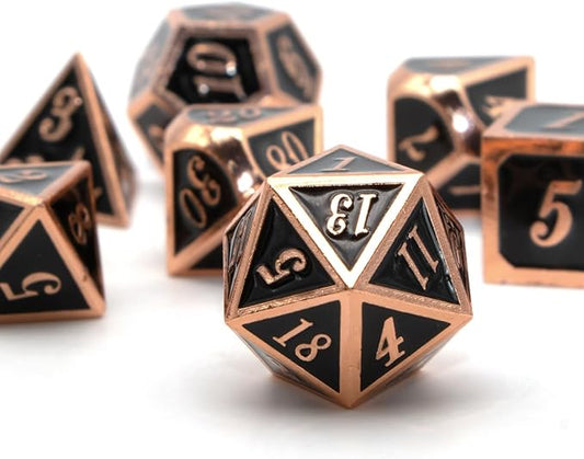 DND Dice Set, D&D Polyhedral Dice Metal HNCCESG for Dungeons and Dragons Role Playing Board Table Game Warhammer Pathfinder Shadowrun RPG MTG Tabletop Gaming D20 D12 D10 D8 D6 D4（Copper Black）