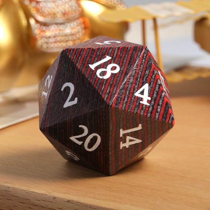 Wooden D20 Dice,DNDND 33mm Large Wood DND Die with Gorgeous Gift Box for Dungeons and Dragons (Rainbow)