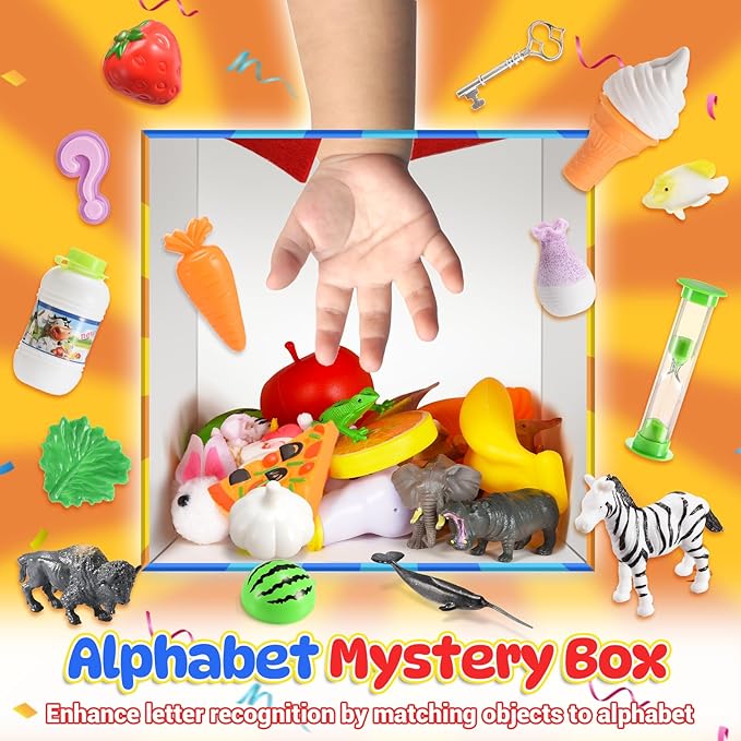 Mystery Box Toys for Toddlers,Alphabet Mystery Box Letters Matching Game Learning Educational Preschool Games for Kids Ages 3-7 Easter Basket Stuffers Birthday Gifts Toy for Kids Ages 2-4 5-7