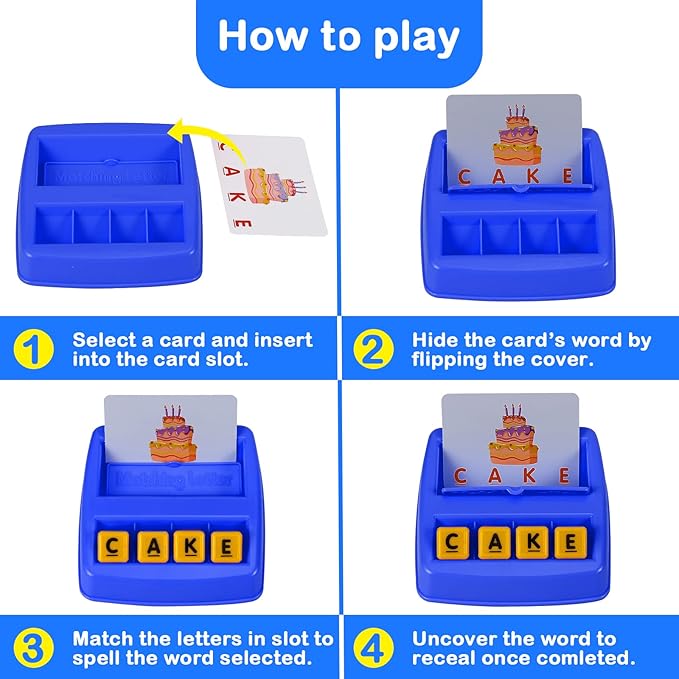 Fenikso Matching Letter Game, Alphabet Spelling & Reading Words, Objects & Color Recognition, Early Learning Educational Toy for Preschool & Kindergarten Kids Over 3-8 Years Old, Best Gifts