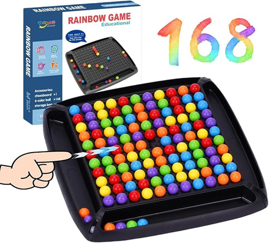 168PCS Intellectual Chessboard, Fun Family Marble Strategy Game, Intellectual Chess Board Game Adults, Fun Table Top Chess Game 2-4 Players