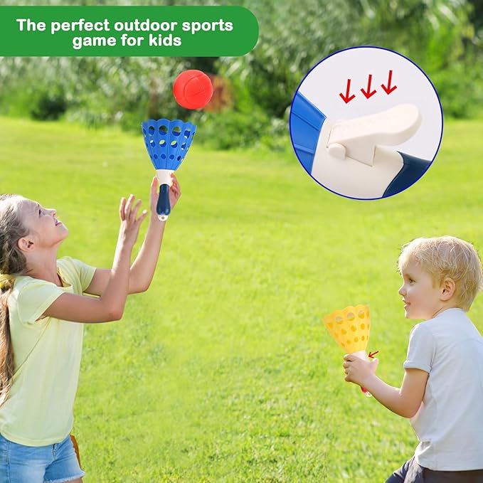 Kids Kids Ball Games with 2 Launch Baskets and 10 Balls, Indoor Game/Outdoor Game/Garden Game/Board Game/Fun PartyGame Toys, for 5 6 7 8 9 10 11 12 Year Old Boys Girls, Yellow Blue