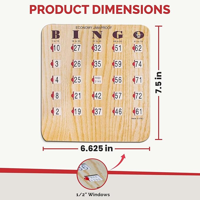 MR CHIPS Jam-Proof Fingertip Slide Bingo Cards with Sliding Windows 10 Pack in Tan Style