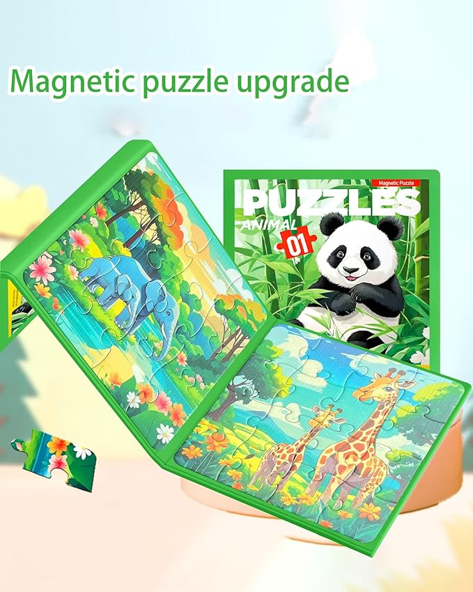 Magnetic Puzzles for Toddlers, Animal Forest Travel Puzzles Games for Kids Ages 3-5, Car Activities Toy for Boys Girls, Children Learning Magnet Gift for Road Trip (Forest)