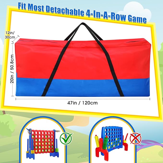 Sadnyy Giant 4 in a Row Game Carry and Storage Bag with Handle and Durable Zipper 47x12x20 Inch Large Carrying Bag for Jumbo 4 in a Row for Kids Outdoor Party Yard Lawn Games, Game Set Not Included