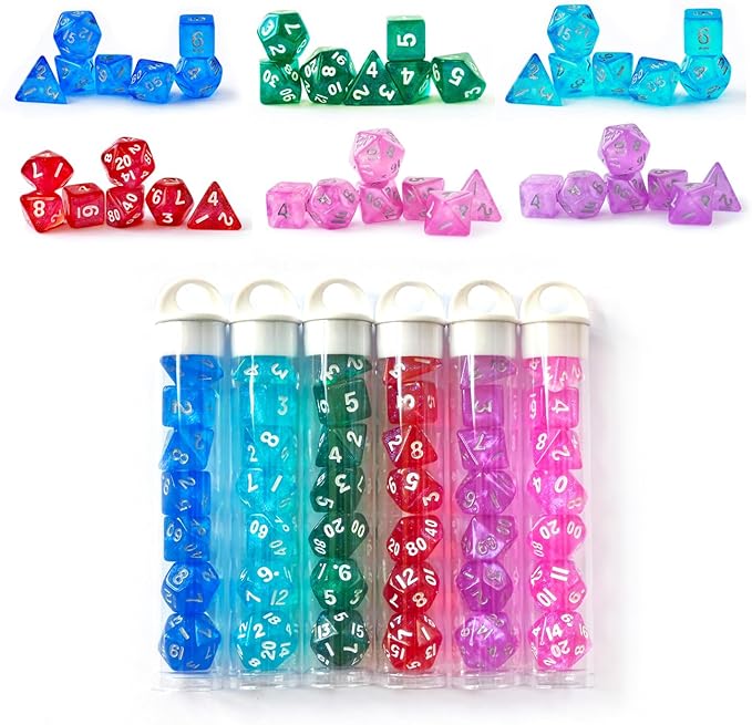 Moonstone 10mm Mini DND Dice Set for MTG RPG Dungeons and Dragons Role Playing Game, Assorted Colored 6X7 42pcs Set