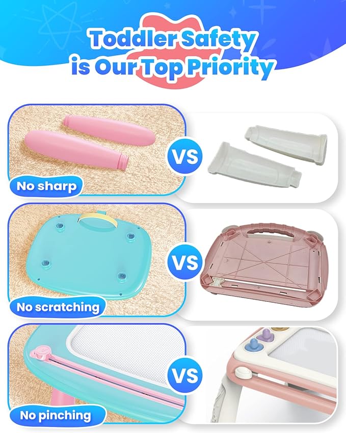 Magnetic Drawing Board, Toddler Girl Toy for 1-2 Year Old, Doodle Board Pad Learning and Educational Kids Toy for 1 2 3 Year Old Baby Girl Birthday Travel Activities - Mint Blue