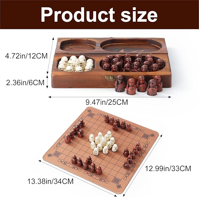 Hnefatafl Viking Chess Set Board Game Traditional Strategy Board Game