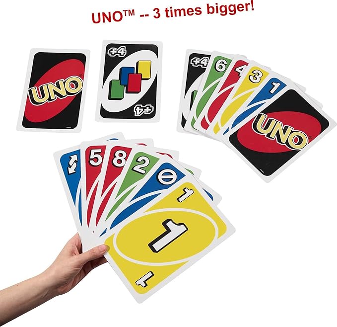 Mattel Games Giant UNO Family Card Game with 108 Oversized Cards and Instructions, Great Toy for Kids Ages 7 Years and Older