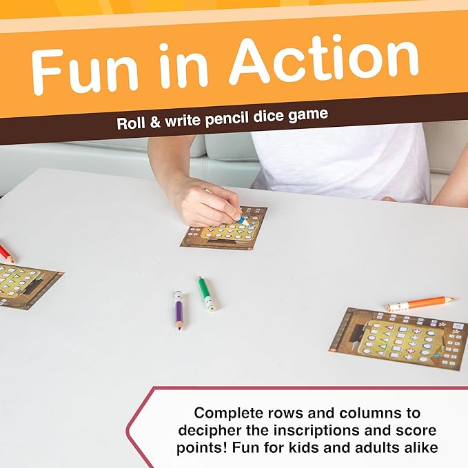 AMIGO Games Pick a Pen Crypts – Highly Innovative Roll & Write Dice Game – Score Points by Completing The Most Rows & Columns – Perfect for Family Game Night - Kids & Adults Ages 8+