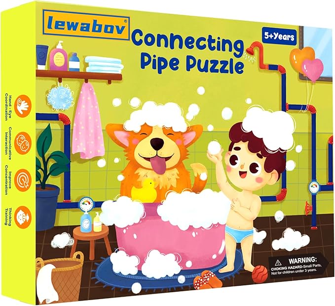 Match Pipe Puzzle Board Game,with Game Cards（30 Scenes）,Classic Path Planning Game,STEM Educational Toys,Family Game,Children's Day Gifts,Logic Labyrinth Games for Adults and Kids(2 Puzzles).