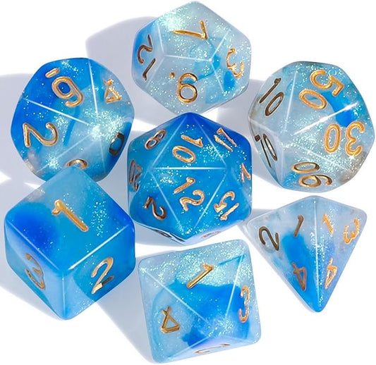 CiaraQ DND Polyhedral Dice Set with a Black Dice Bag for D&D RPG MTG Role Playing Table Games