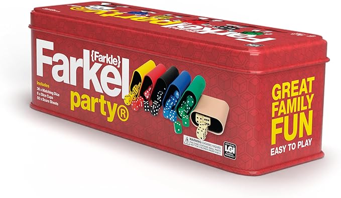 Farkel Party Dice Game – Classic Family Game for Kids & Adults in Travel Tin | Educational, Fun for Game Nights, Parties & Gifts – Portable Dice Game