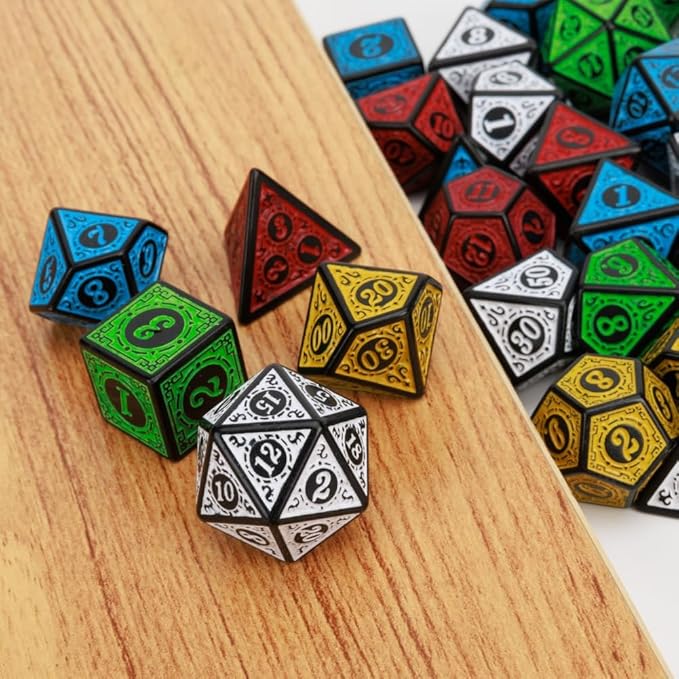 DND Dice Set 35 Pcs Polyhedral Dungeons and Dragons Rolling Dice for D&D RPG MTG Table Games Dice Bulk with Colorful Drawstring Bags and Dice Tray (Retro)