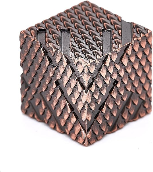 6 Sided Dice Set,16mm Heavy Metal Dragon Scale Design Game Dice Set with Gift Box for Dungeons and Dragon Fantasy Tabletop Game(Ls-Copper)